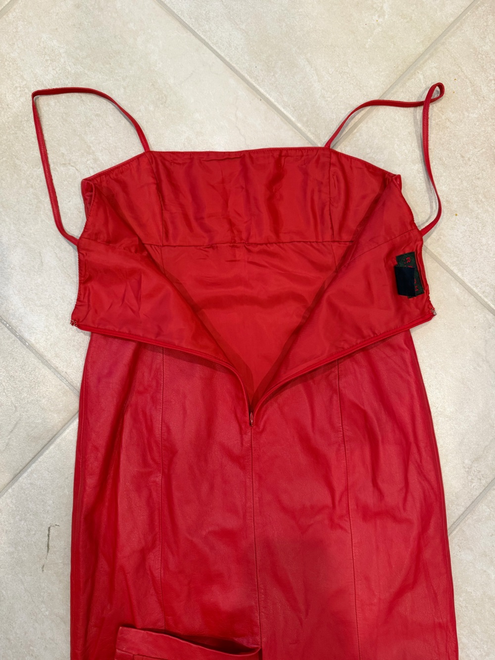 Ralph Lauren Vintage Red Leather Dress - Picture 7 of 7